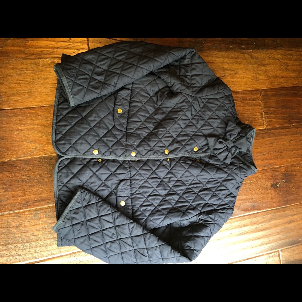 Janie and Jack Navy quilted coat. Size 10-12. EUC